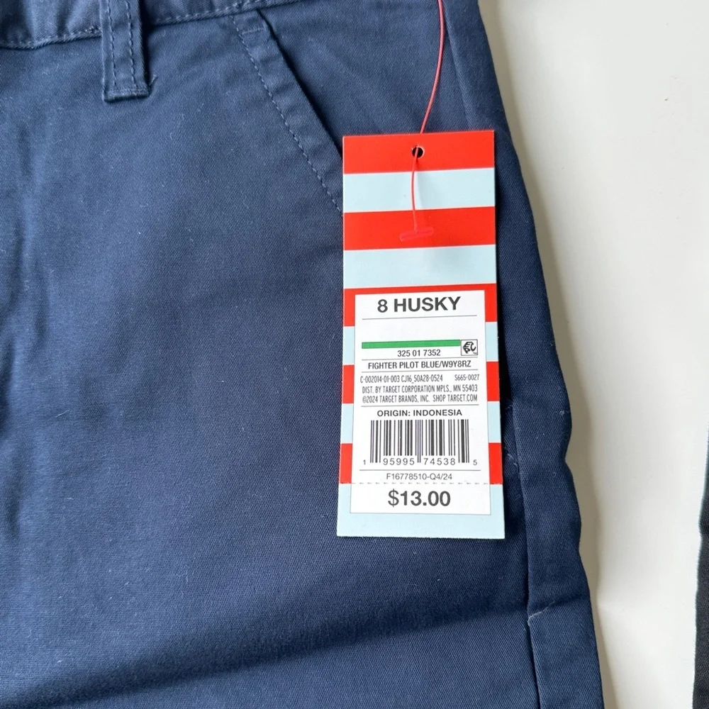 NWT Cat & Jack Lot Of 2 Flat Front Uniform Shorts Black Navy Boys 8 HUSKY Bundle - Picture 3 of 5